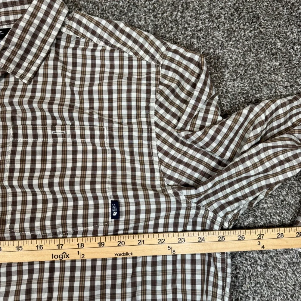The North Face Mens XXL Brown Plaid Long Sleeve Hiking‎ Shirt